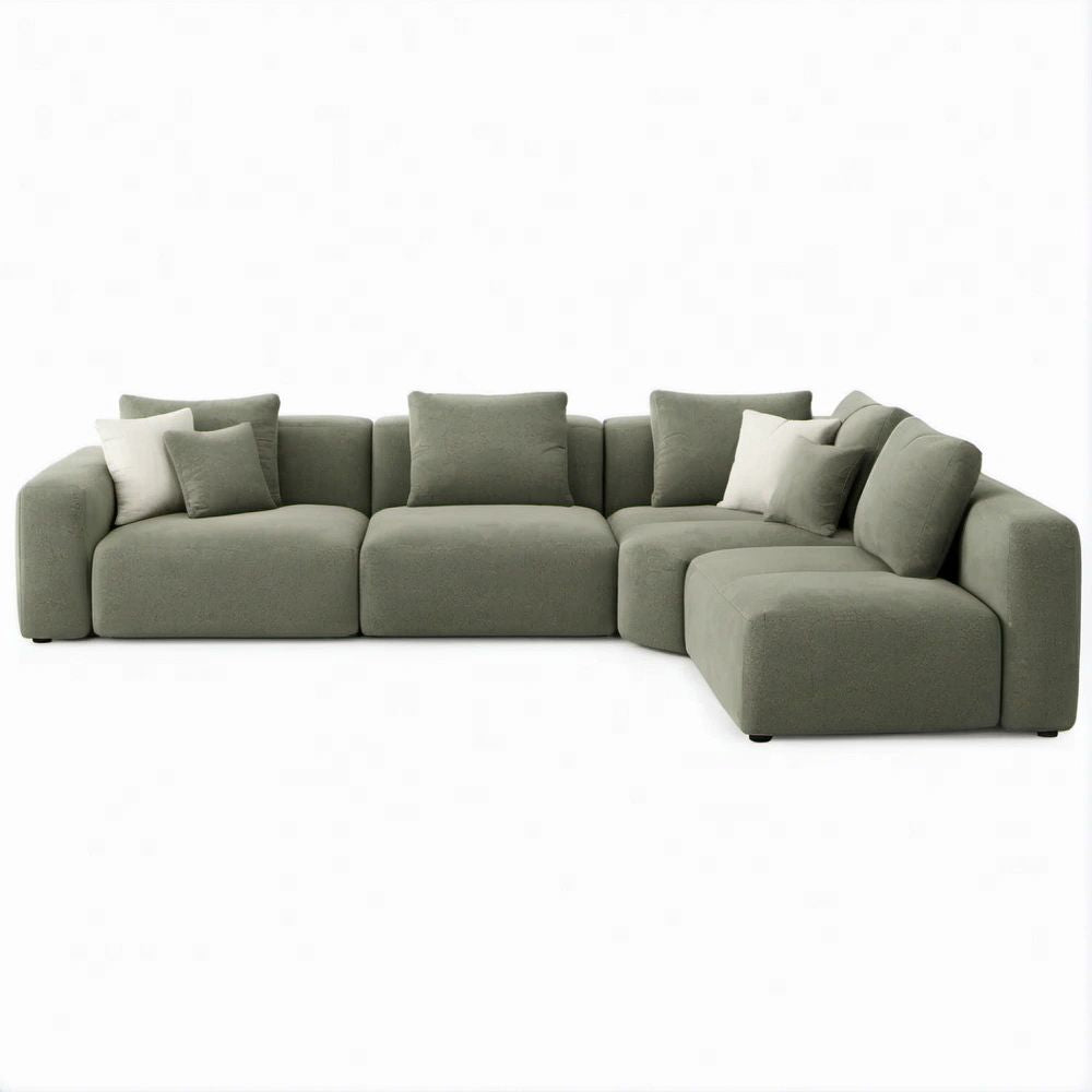 Modulares Ecksofa in L-Form, Olivgrün, 350 × 160 × 85 cm