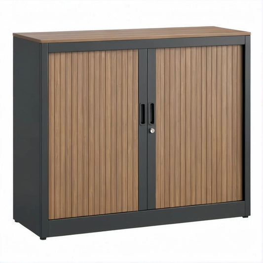 Schiebetürenschrank 120 x 40 x 100 cm Schwarz/Walnussbraun