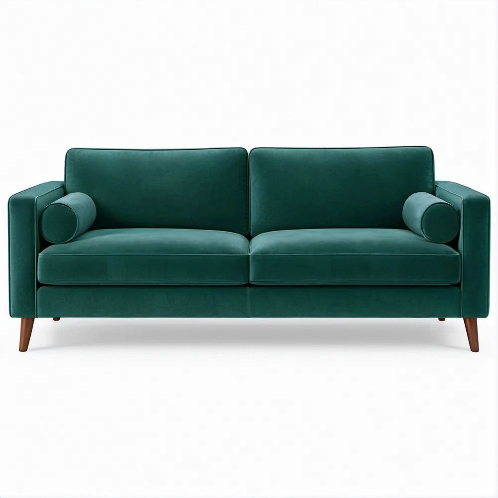 2-Sitzer-Sofa in Dunkelgrün mit Samtbezug, 160 × 83 × 83 cm