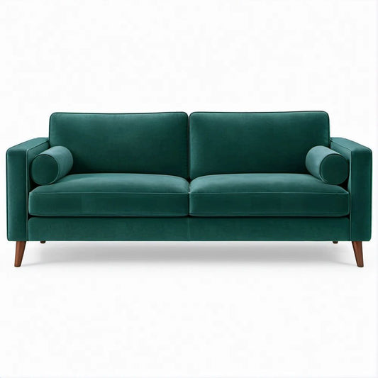 2-Sitzer-Sofa in Dunkelgrün mit Samtbezug, 160 × 83 × 83 cm