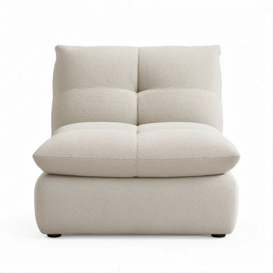 Gepolsterter Loungesessel aus Bouclé-Polyester, Creme, 100 x 95 x 78 cm