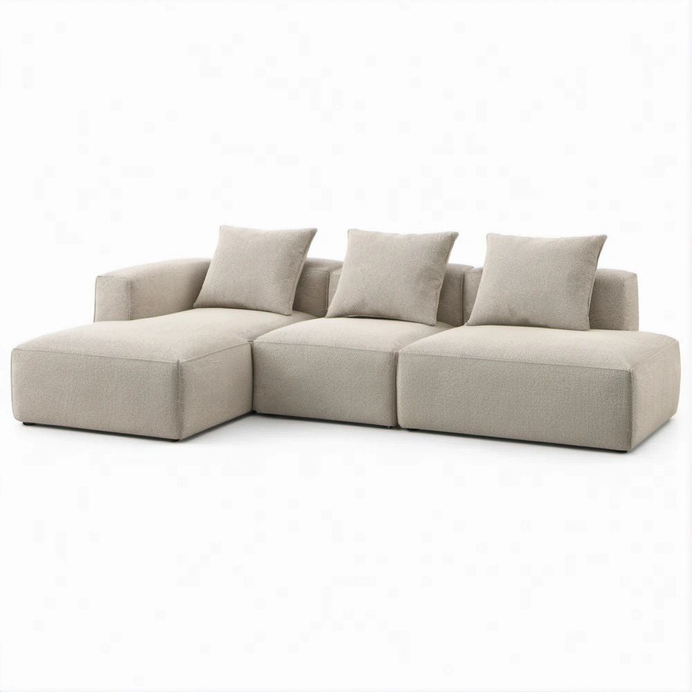 Modulares Ecksofa mit linker Recamiere, Beige, 300 x 160 x 72 cm