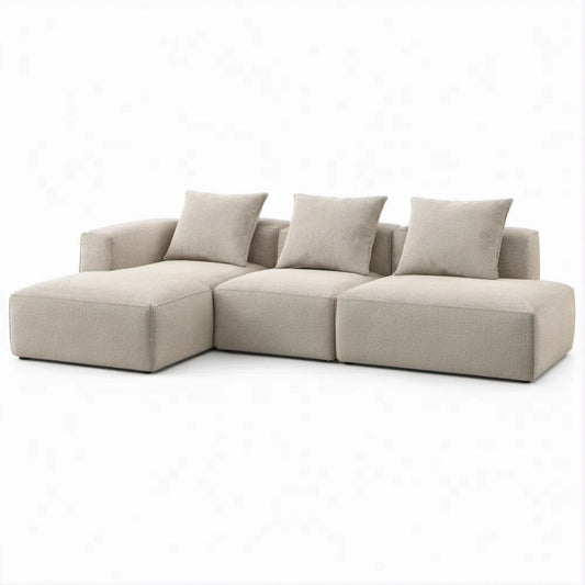 Modulares Ecksofa mit linker Recamiere, Beige, 300 x 160 x 72 cm