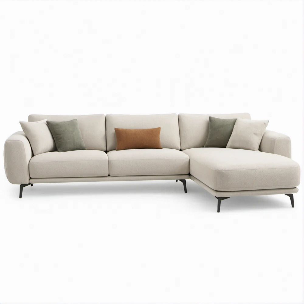 Ecksofa mit Recamiere rechts, Polyester, 280 x 160 x 85 cm, Beige