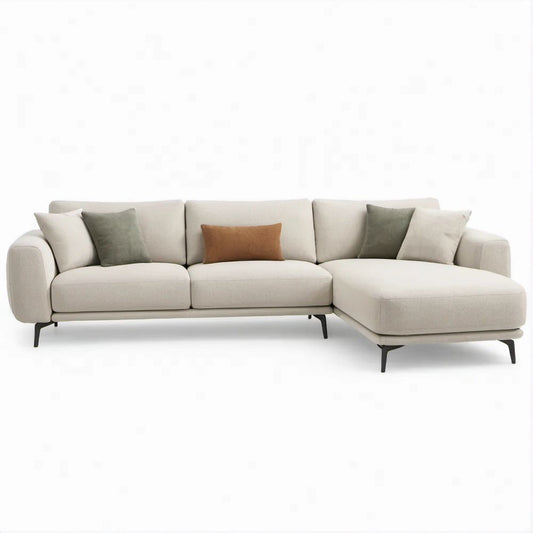 Ecksofa mit Recamiere rechts, Polyester, 280 x 160 x 85 cm, Beige