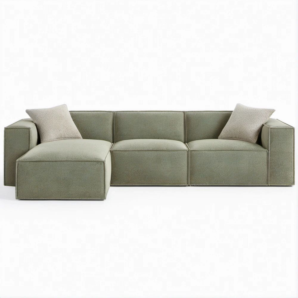 Modulares Ecksofa mit linker Ottomane, Olivgrün/Beige, 290 x 160 x 72 cm